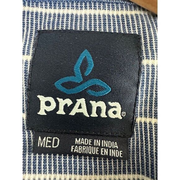 Prana Pullover Long Sleeve Shirt Blue Striped Men's Medium - Picture 4 of 7
